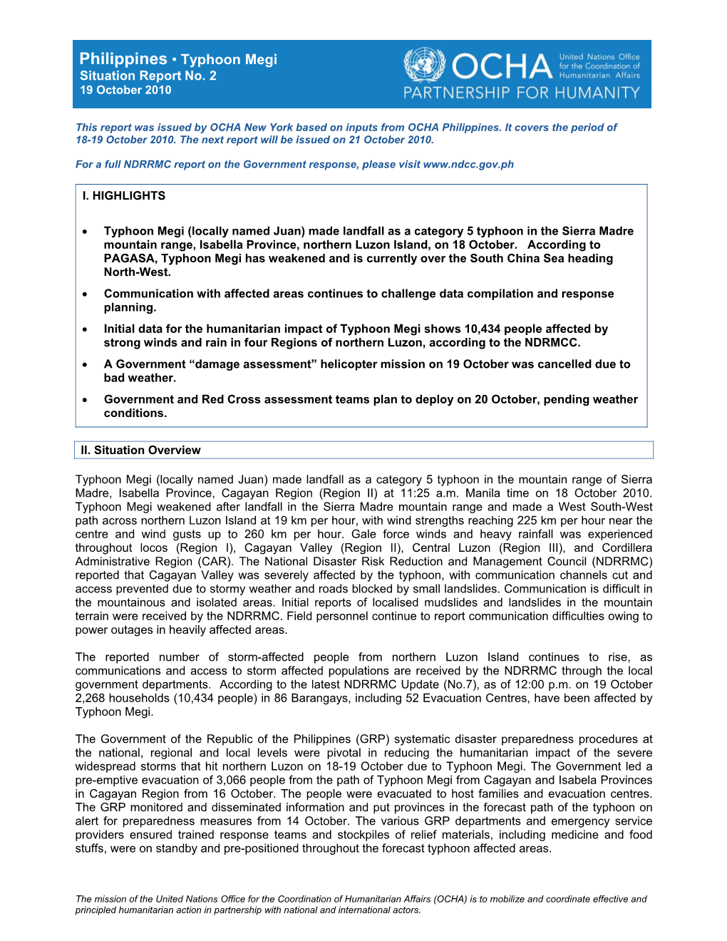 Philippines • Typhoon Megi Situation Report No