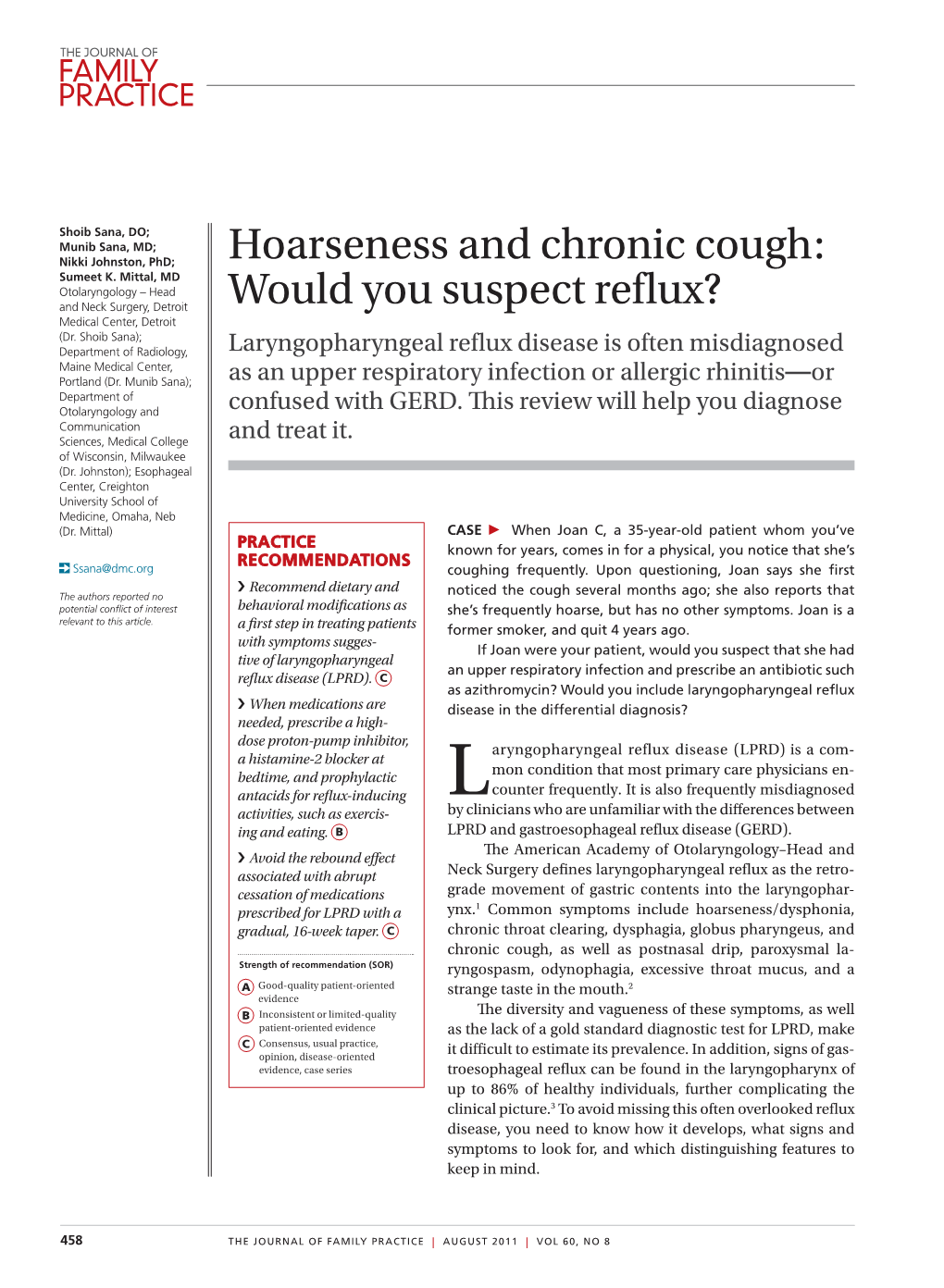 Hoarseness and Chronic Cough: Sumeet K