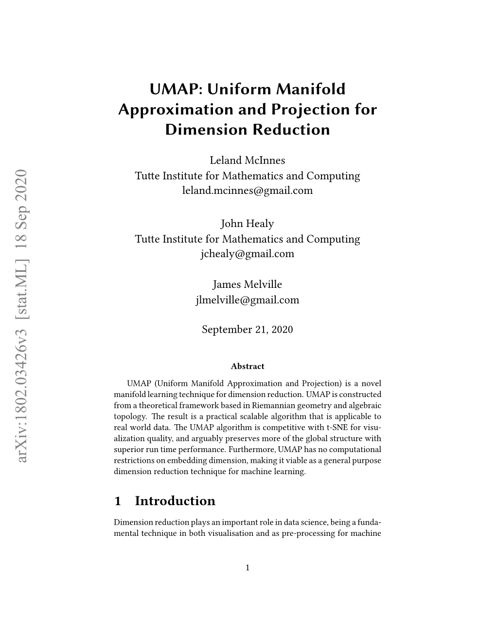 Uniform Manifold Approximation and Projection for Dimension Reduction