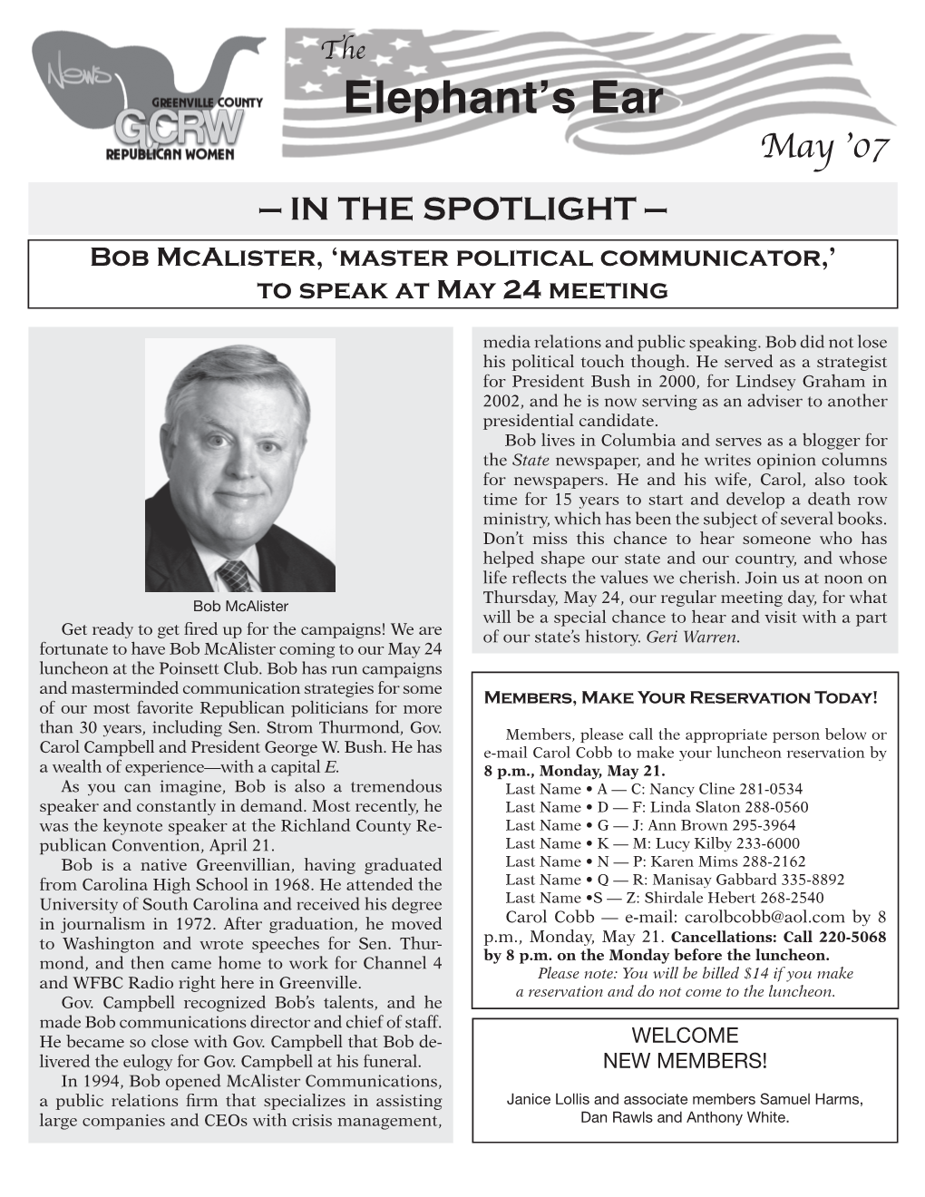 May 2007 GCRWC News — Vol