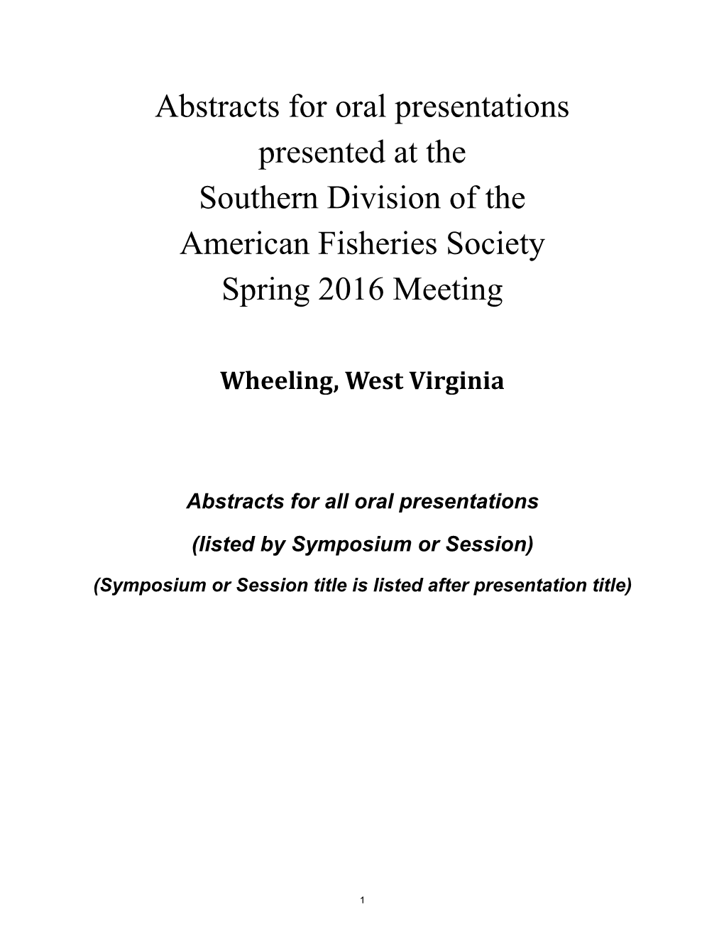 2016 Southern Division Spring Meeting, Wheeling, West Virginia