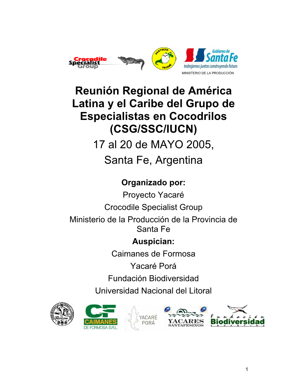 (CSG/SSC/IUCN) 17 Al 20 De MAYO 2005, Santa Fe, Argentina