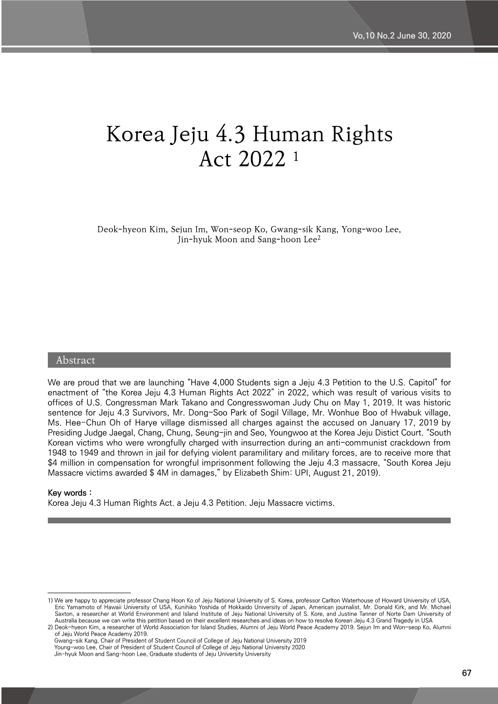 Korea Jeju 4.3 Human Rights Act 2022 1