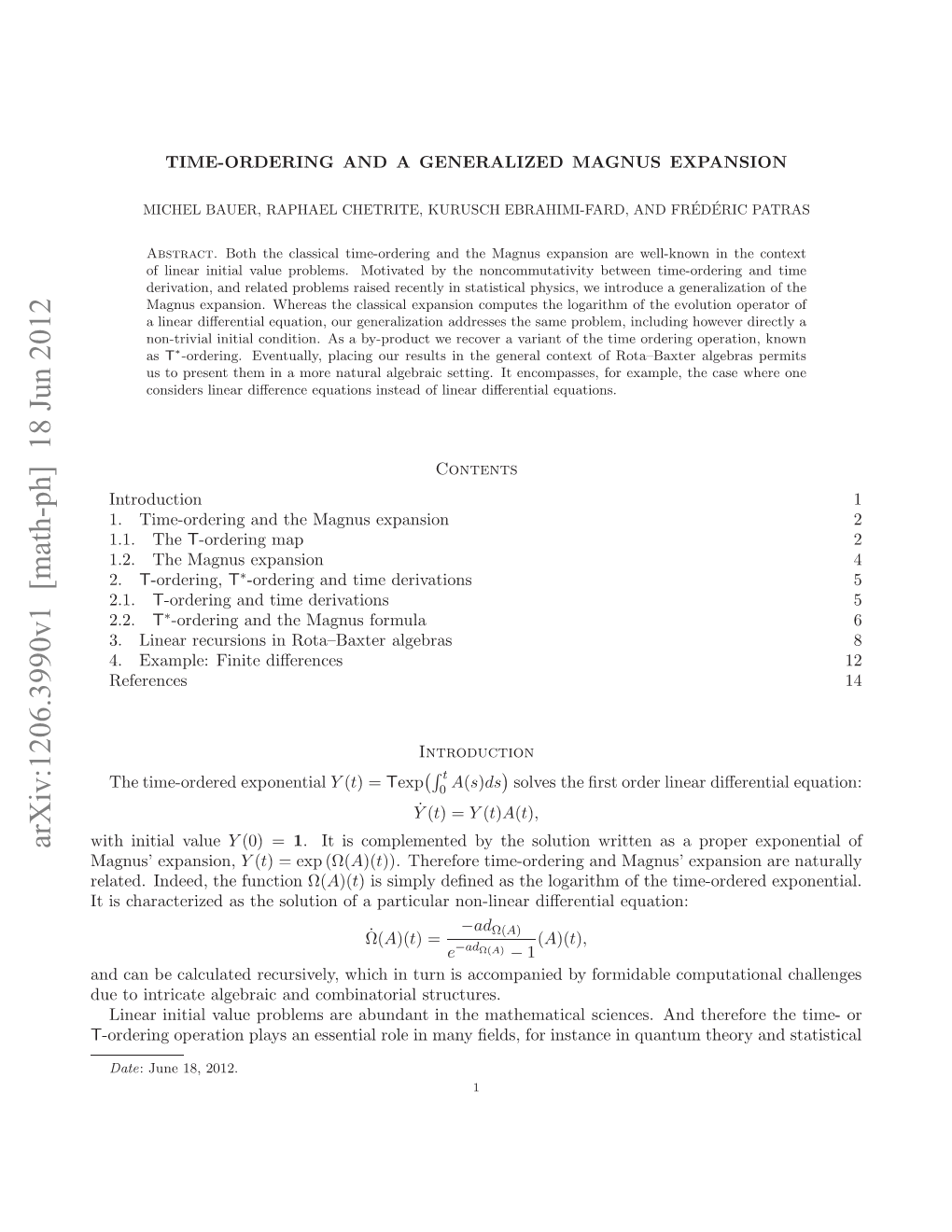 Time-Ordering and a Generalized Magnus Expansion