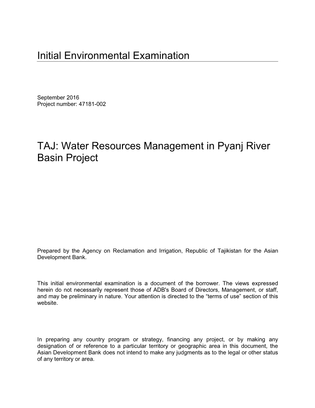 Initial Environmental Examination