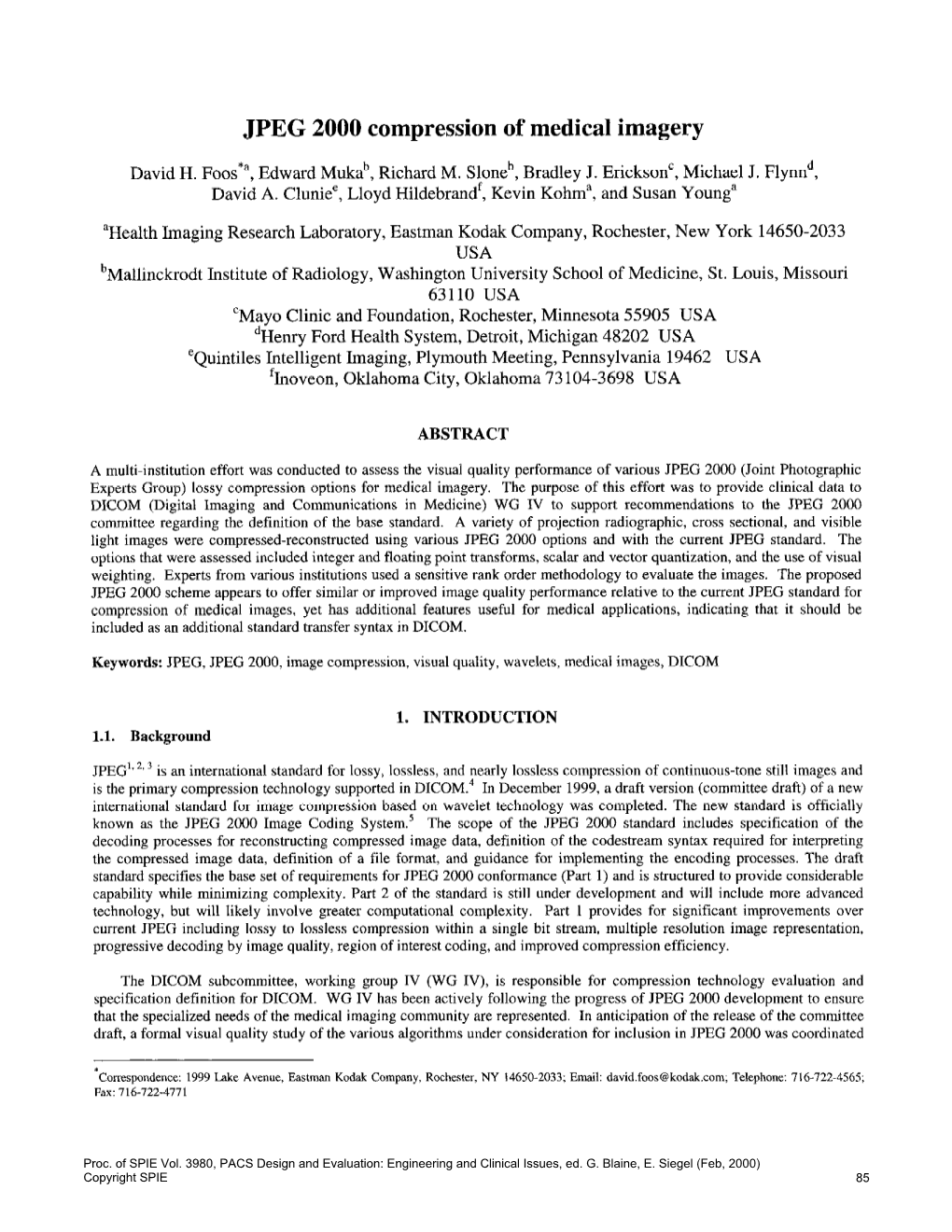 JPEG 2000 Compression of Medical Imagery