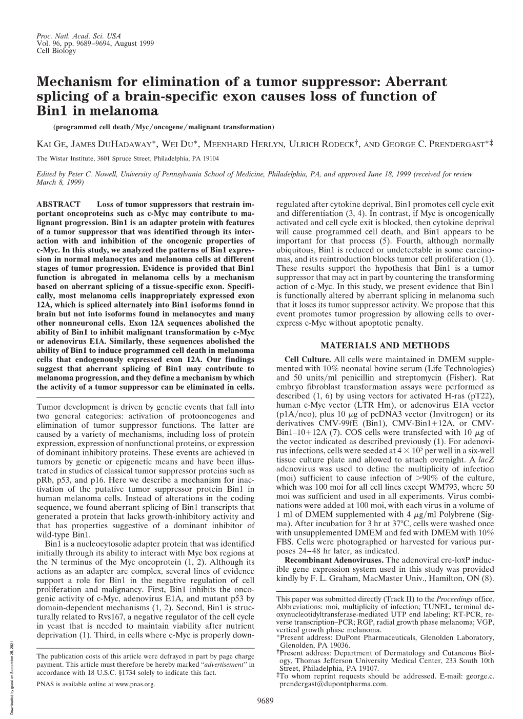 Mechanism for Elimination of a Tumor Suppressor