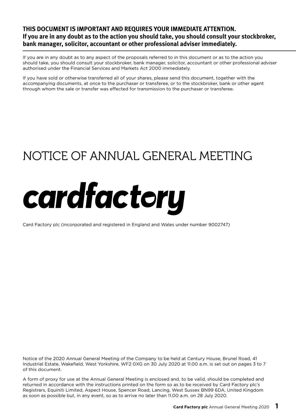 Notice of Annual General Meeting