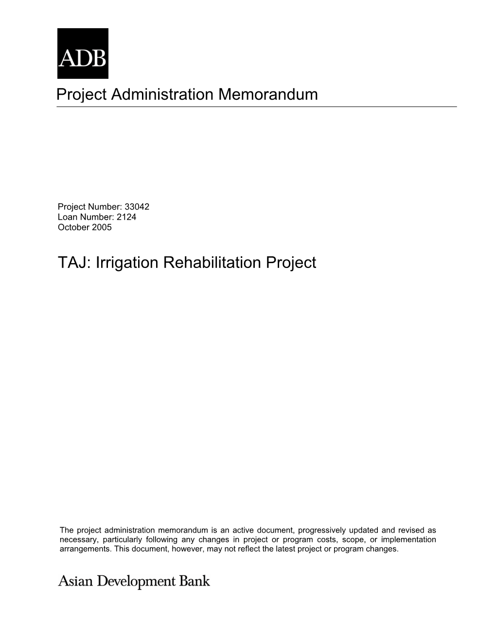 Project Administration Memorandum