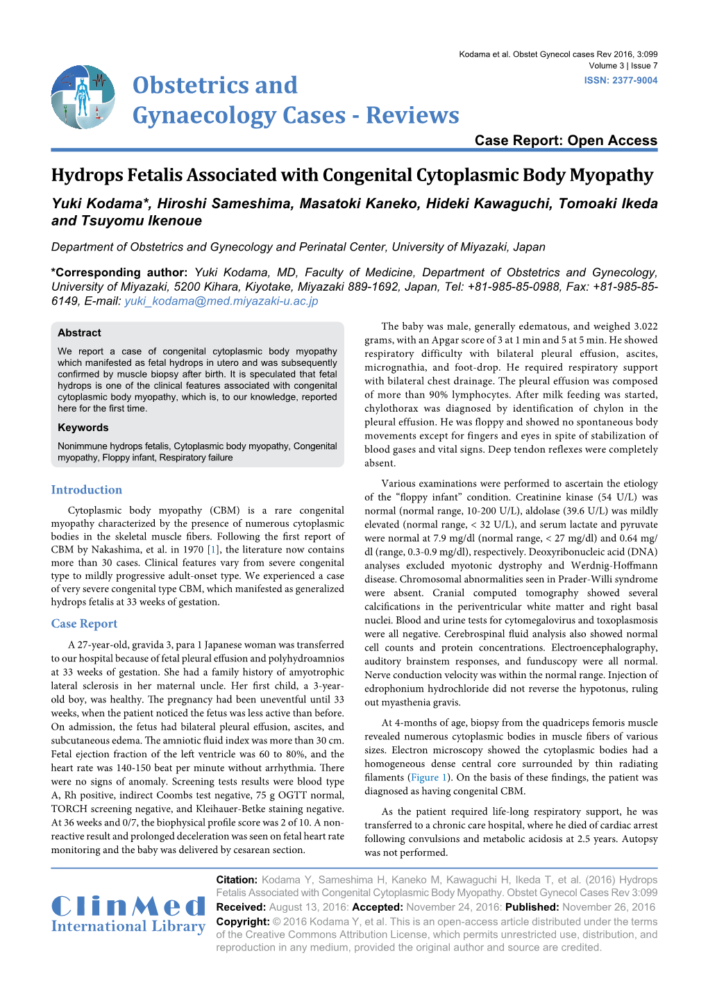 Hydrops Fetalis Associated with Congenital Cytoplasmic Body