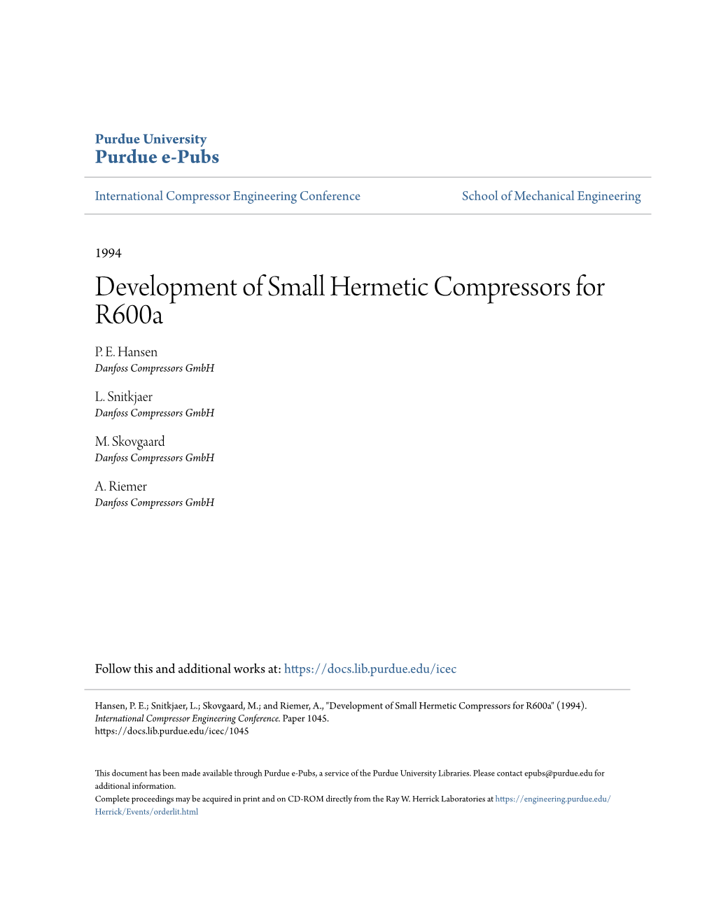 Development of Small Hermetic Compressors for R600a P