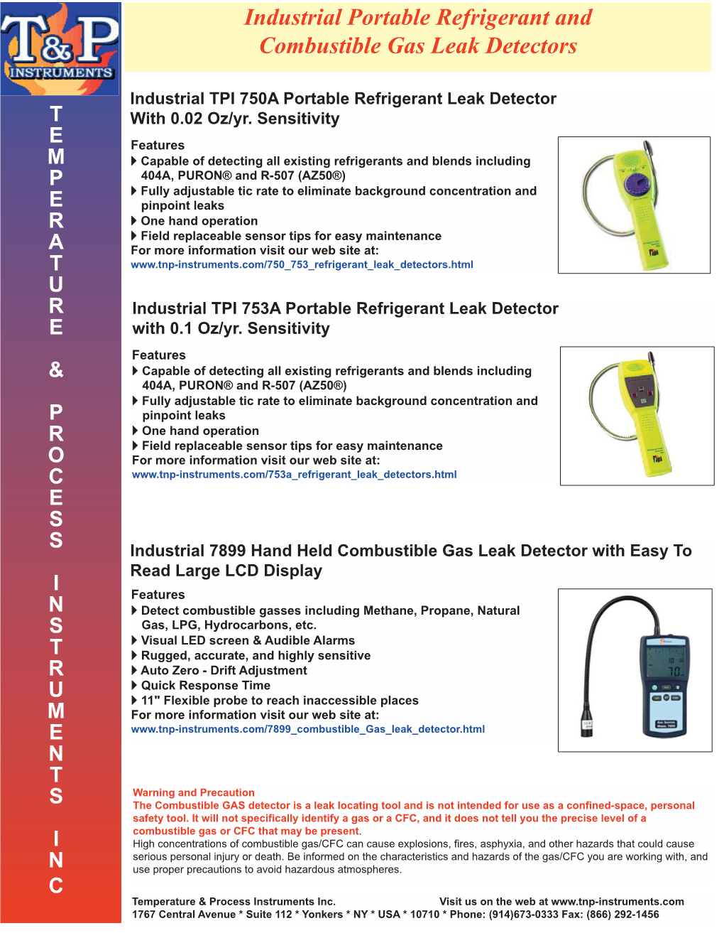 Portable Refrigerant and Combustible Gas Leak Detectors