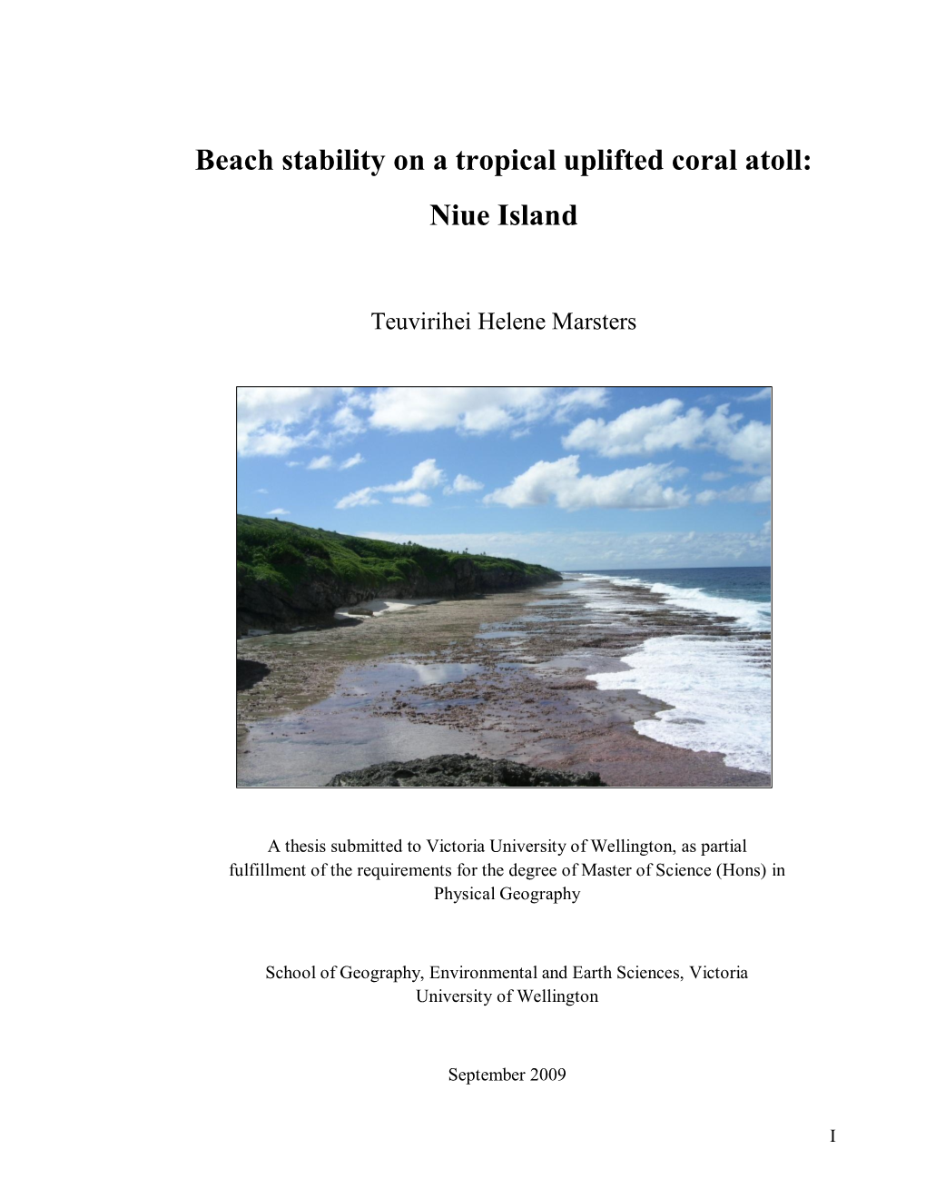 Beach Stability on a Tropical Uplifted Coral Atoll: Niue Island