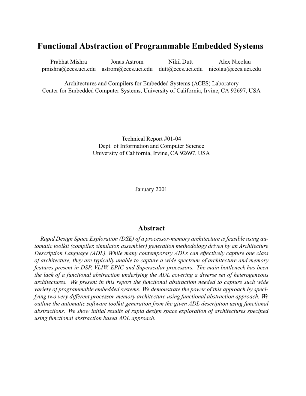 Functional Abstraction of Programmable Embedded Systems