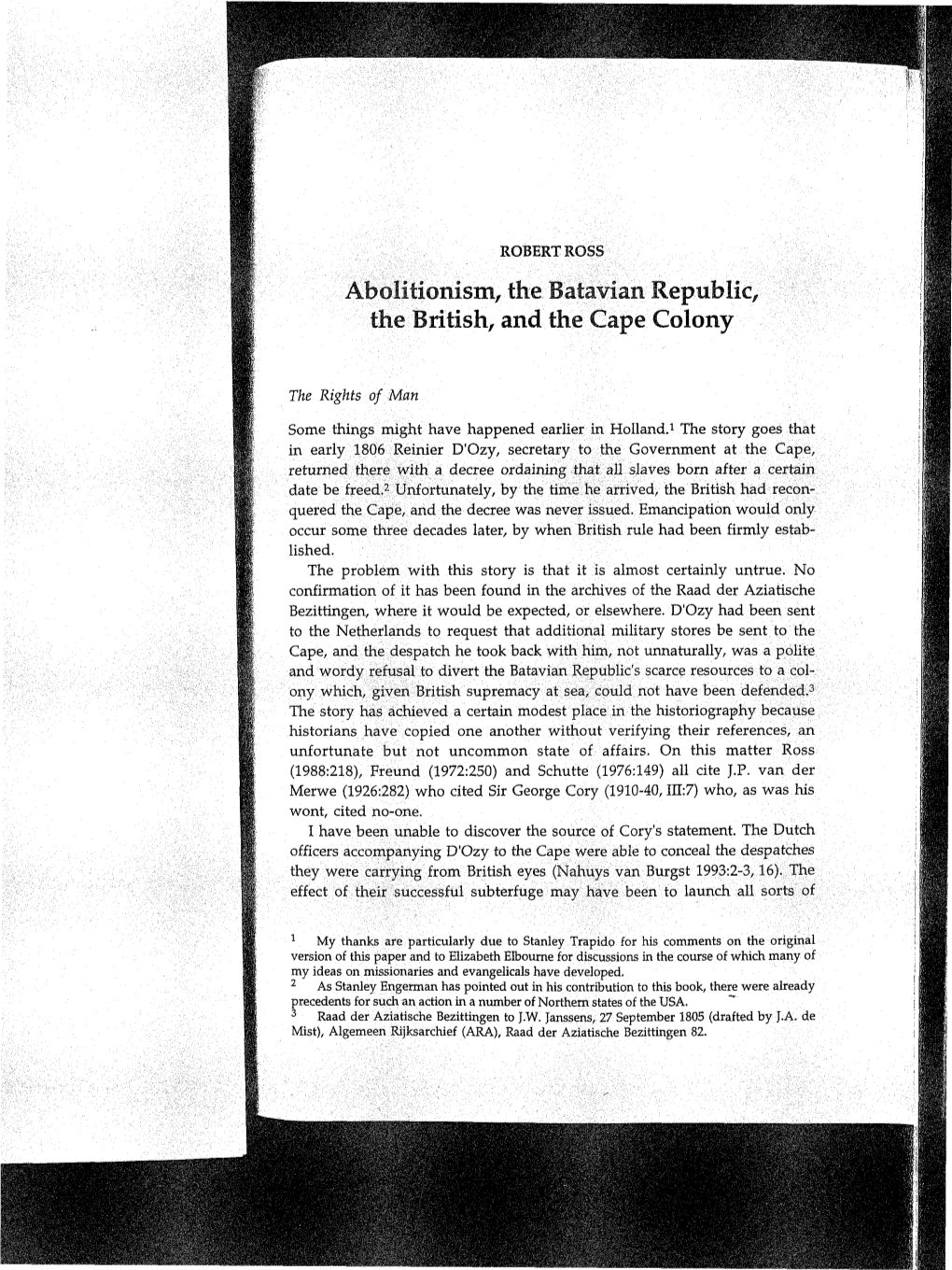 Abolitlonism, The, Batavian Republic, the British, and the Capecolony