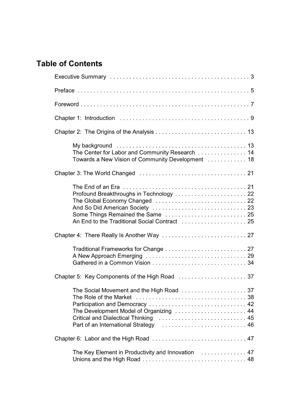 Table of Contents