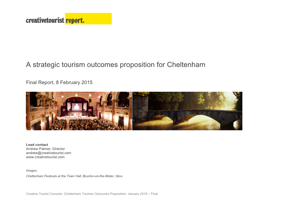 A Strategic Tourism Outcomes Proposition for Cheltenham