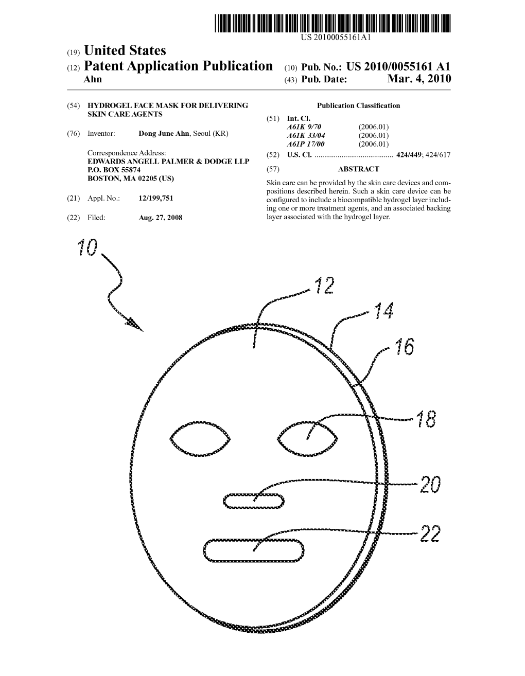 (12) Patent Application Publication (10) Pub. No.: US 2010/0055161 A1 Ahn (43) Pub