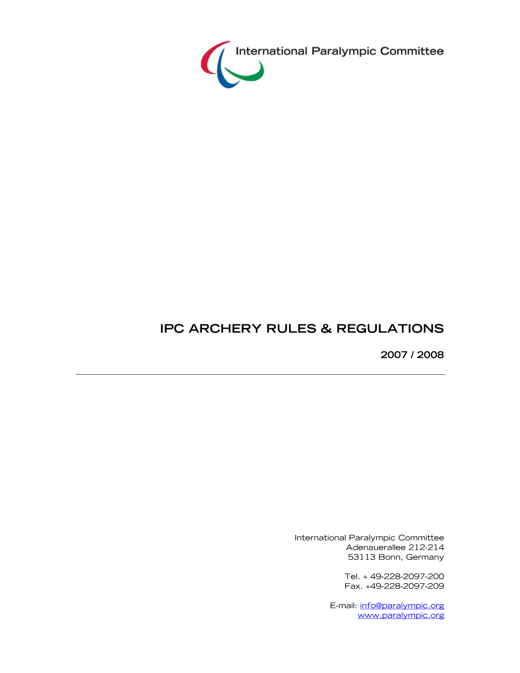 Ipc Archery Rules & Regulations