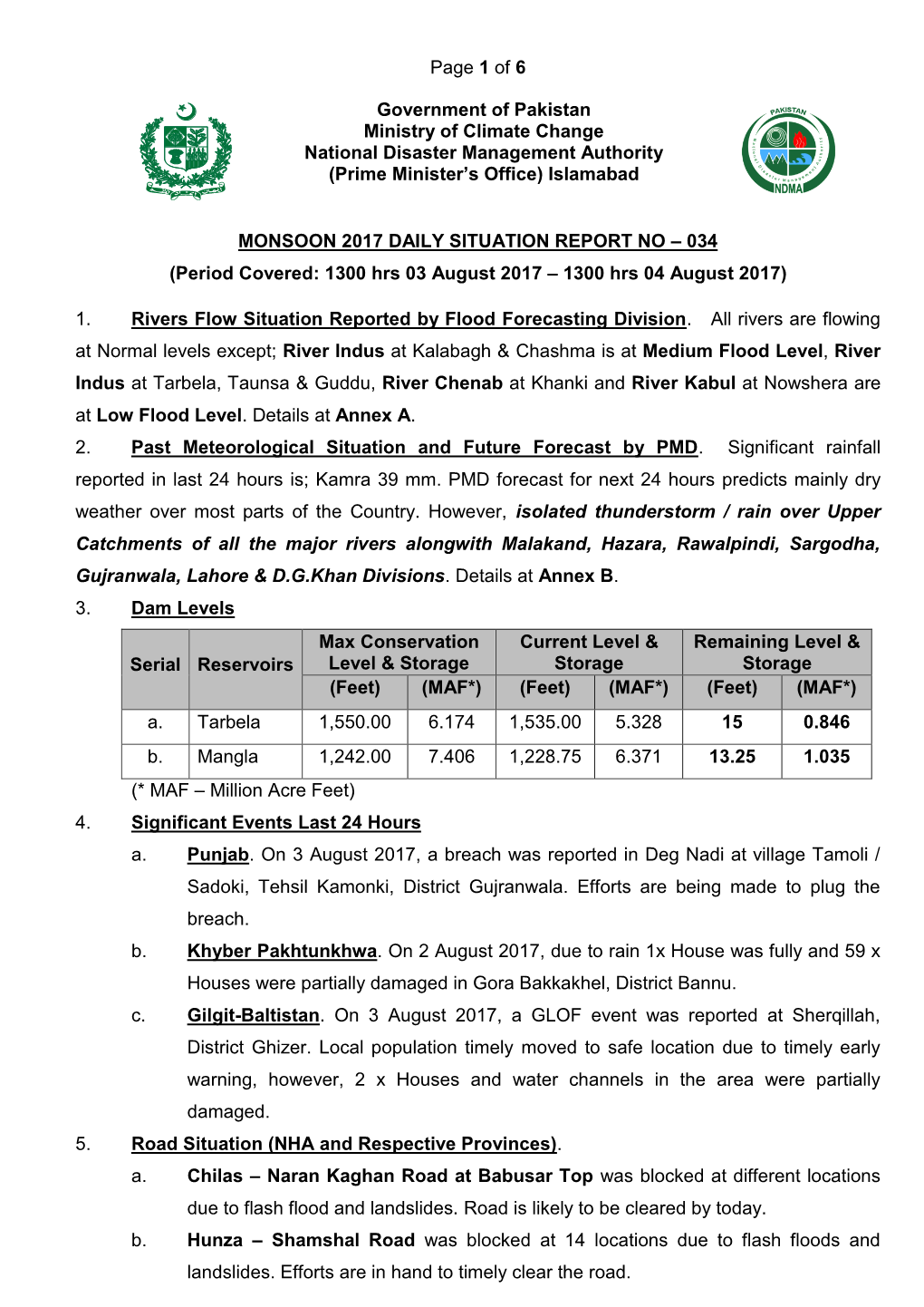 Of 6 Government of Pakistan Ministry of Climate Change