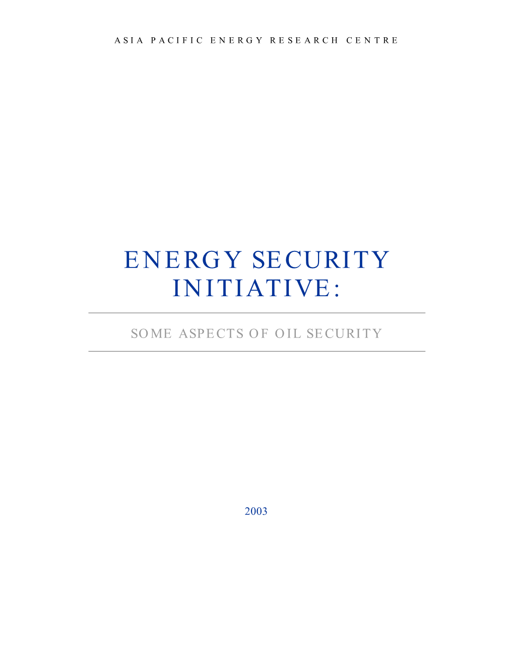 Energy Security Initiative