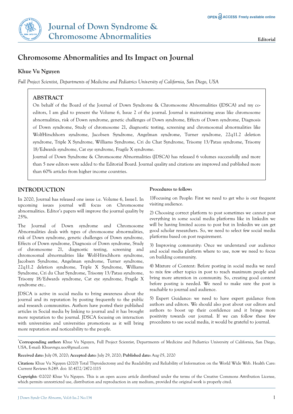 Chromosome Abnormalities and Its Impact on Journal