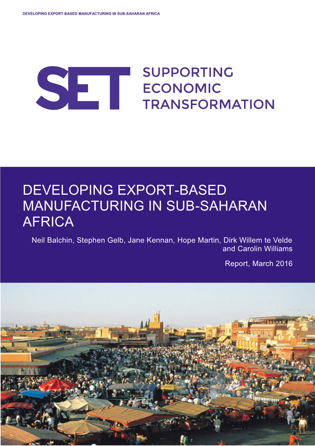 Developing Export-Based Manufacturing in Sub-Saharan Africa