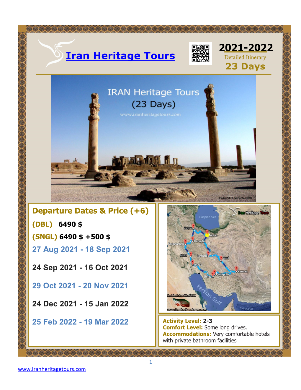 Iran Heritage Tours 2021-2022