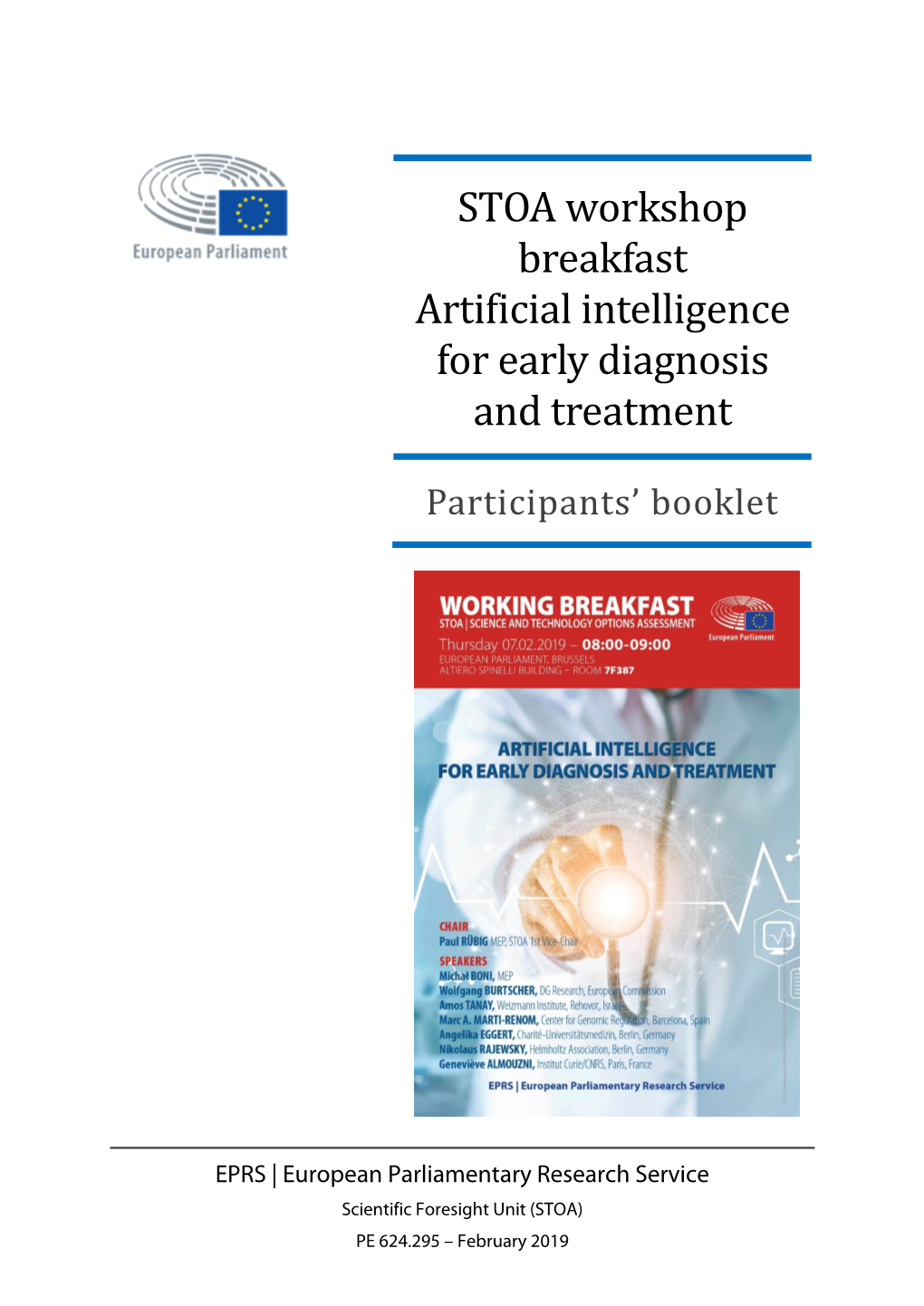 STOA Workshop Breakfast Artificial Intelligence for Early Diagnosis and Treatment Participants’ Booklet