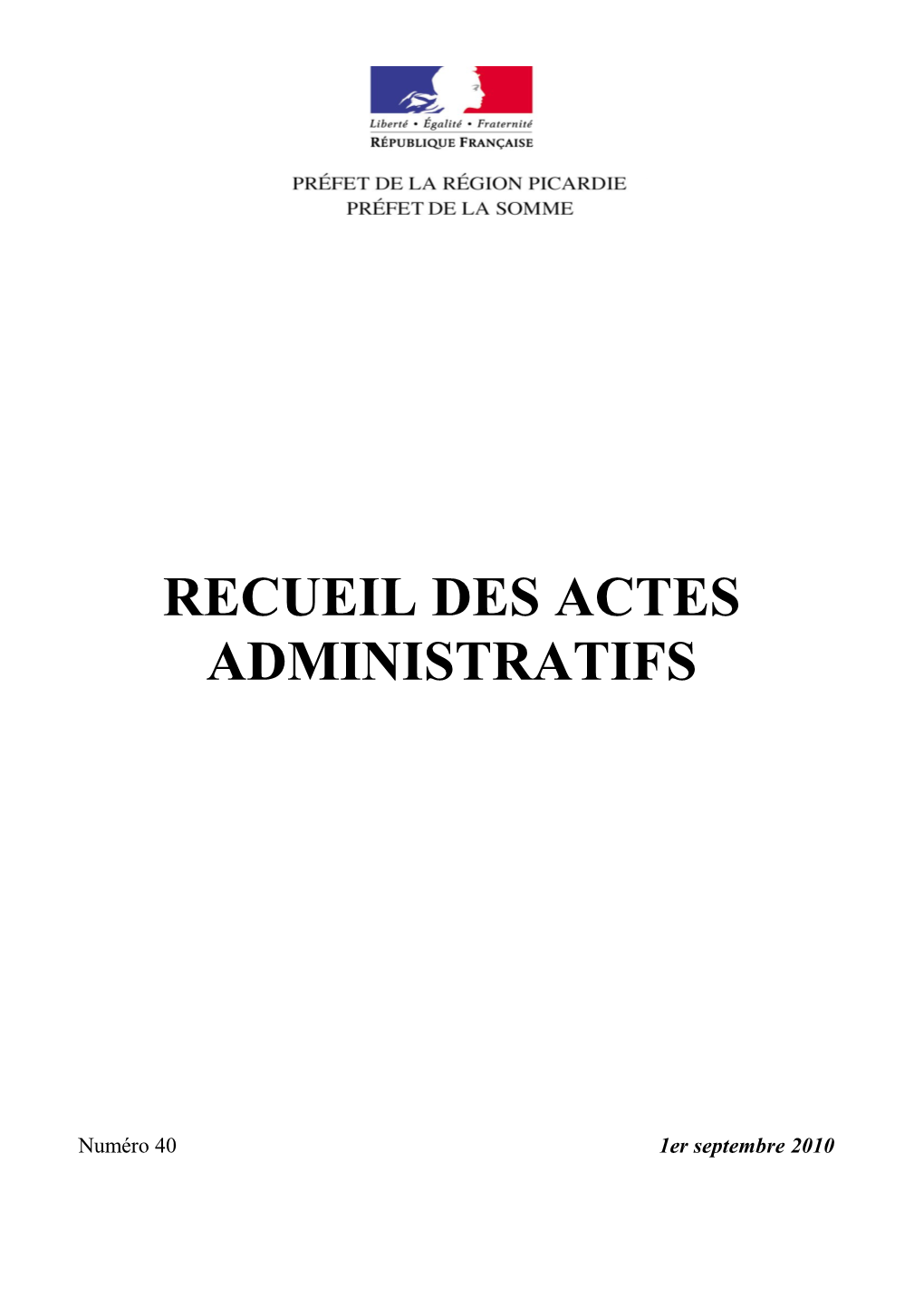 Recueil Des Actes Administratifs