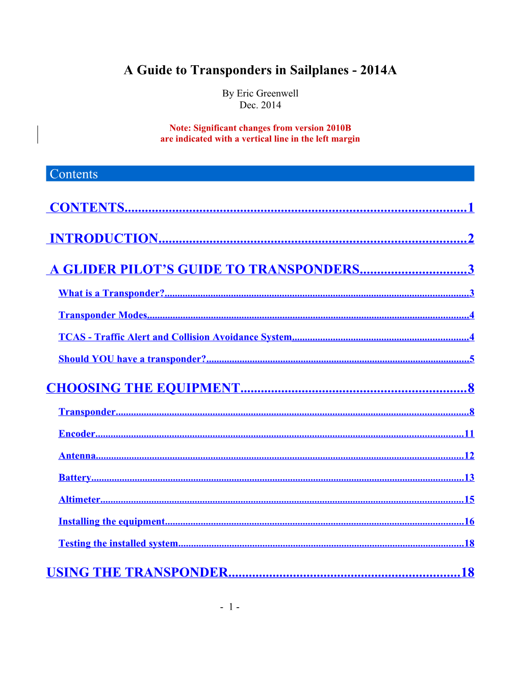 A Guide to Transponders in Sailplanes - 2014A