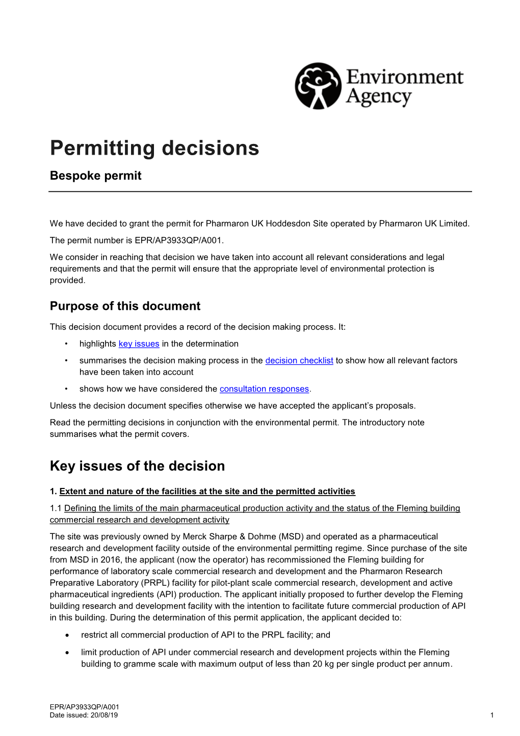 Decision Document Provides a Record of the Decision Making Process