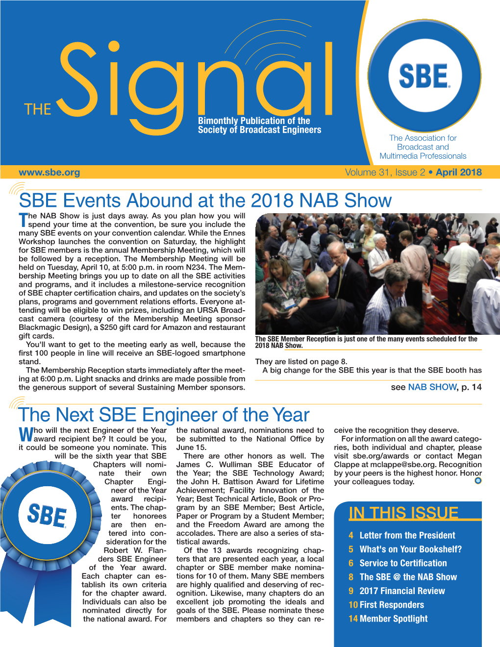 SBE Events Abound at the 2018 NAB Show the Next SBE Engineer Of