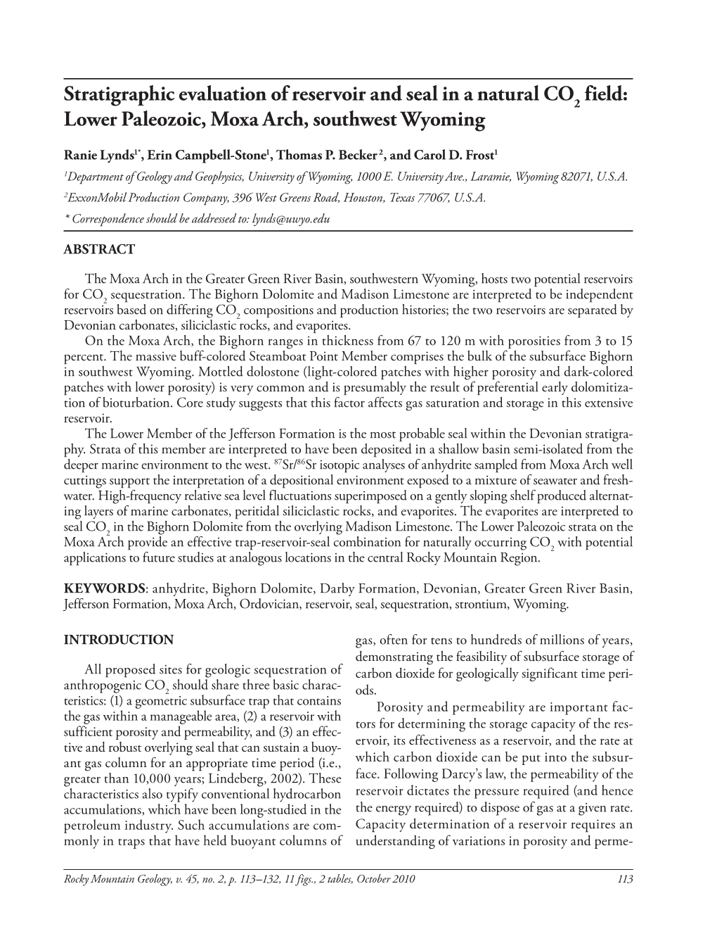 Lower Paleozoic, Moxa Arch, Southwest Wyoming