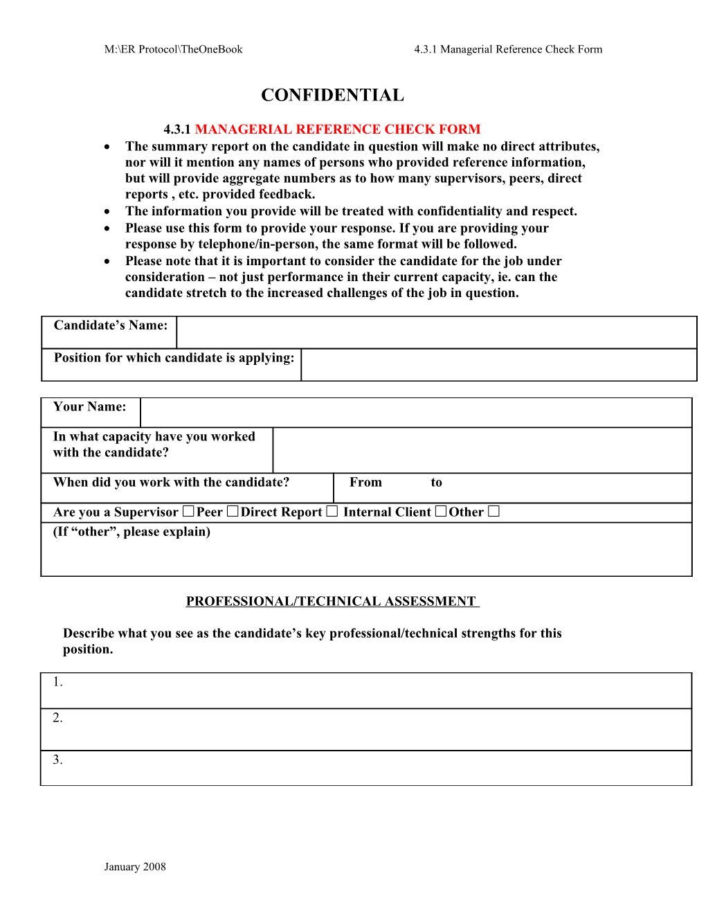 4.3.1 Managerial Reference Check Form