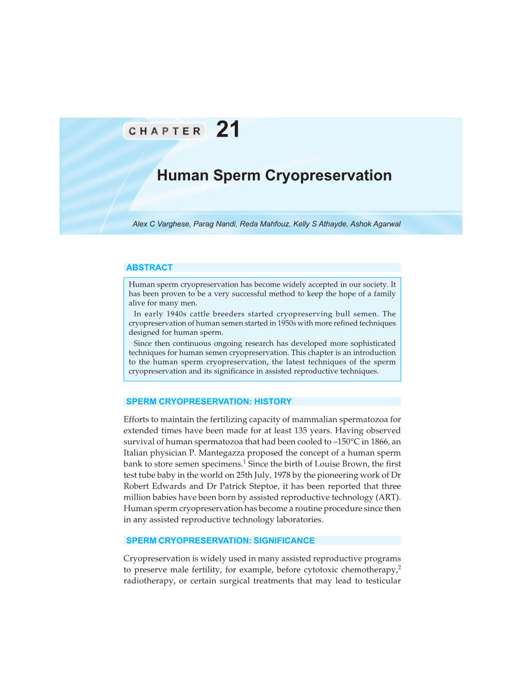 Human Sperm Cryopreservation