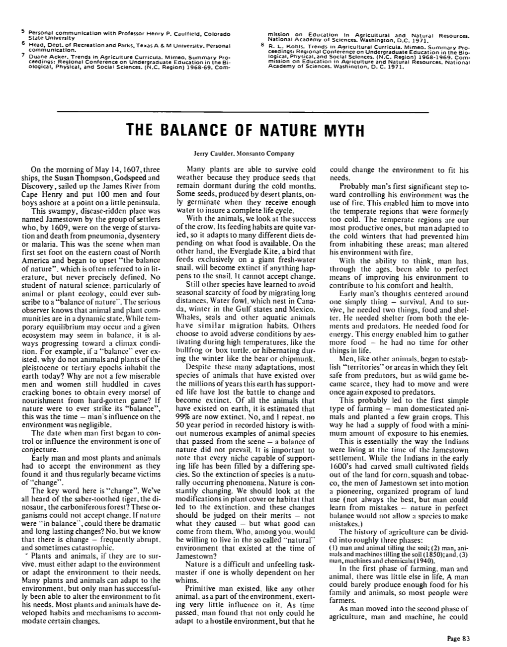 The Balance of Nature Myth
