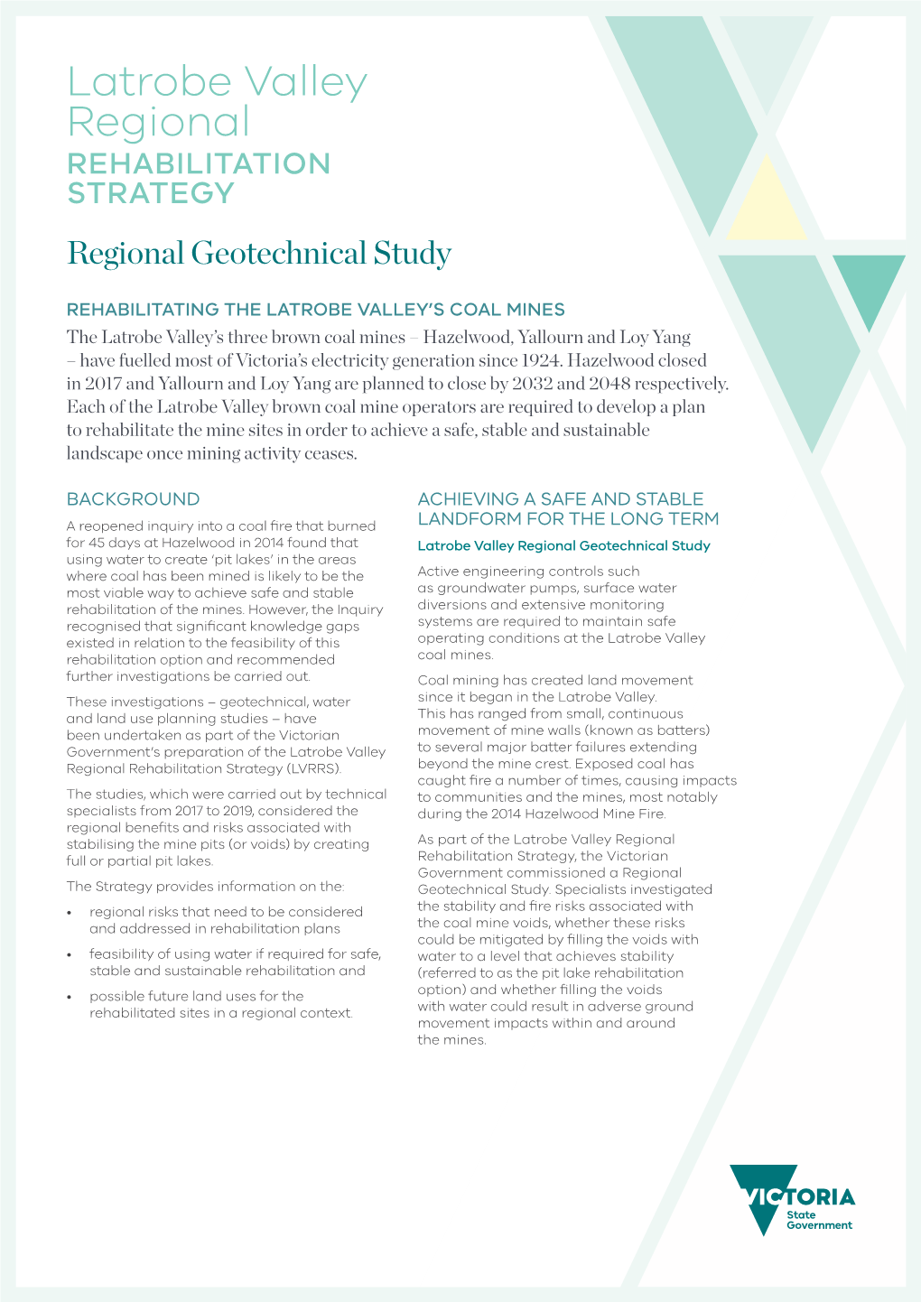 Latrobe Valley Regional REHABILITATION STRATEGY Regional Geotechnical Study