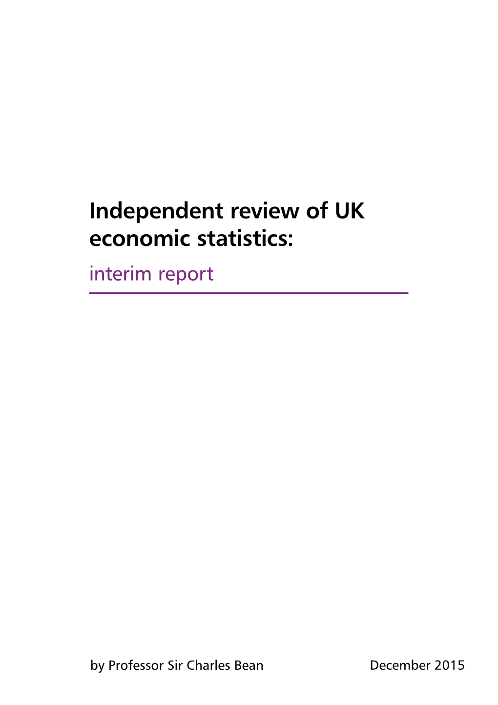 Independent Review of UK Economic Statistics: Interim Report
