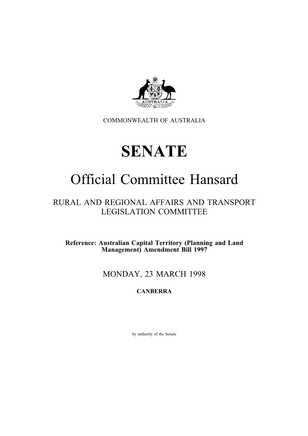 SENATE Official Committee Hansard