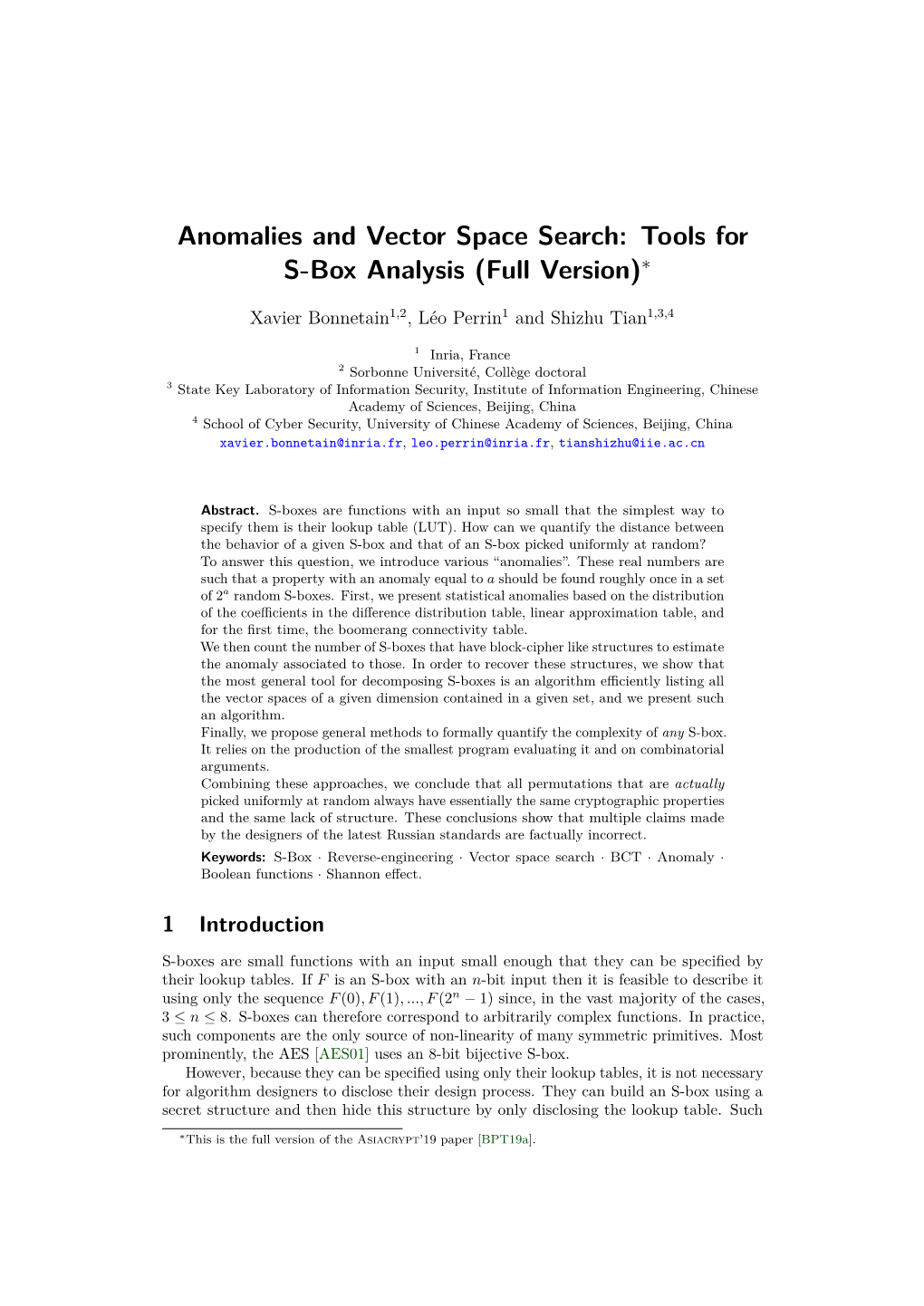 Tools for S-Box Analysis (Full Version)*