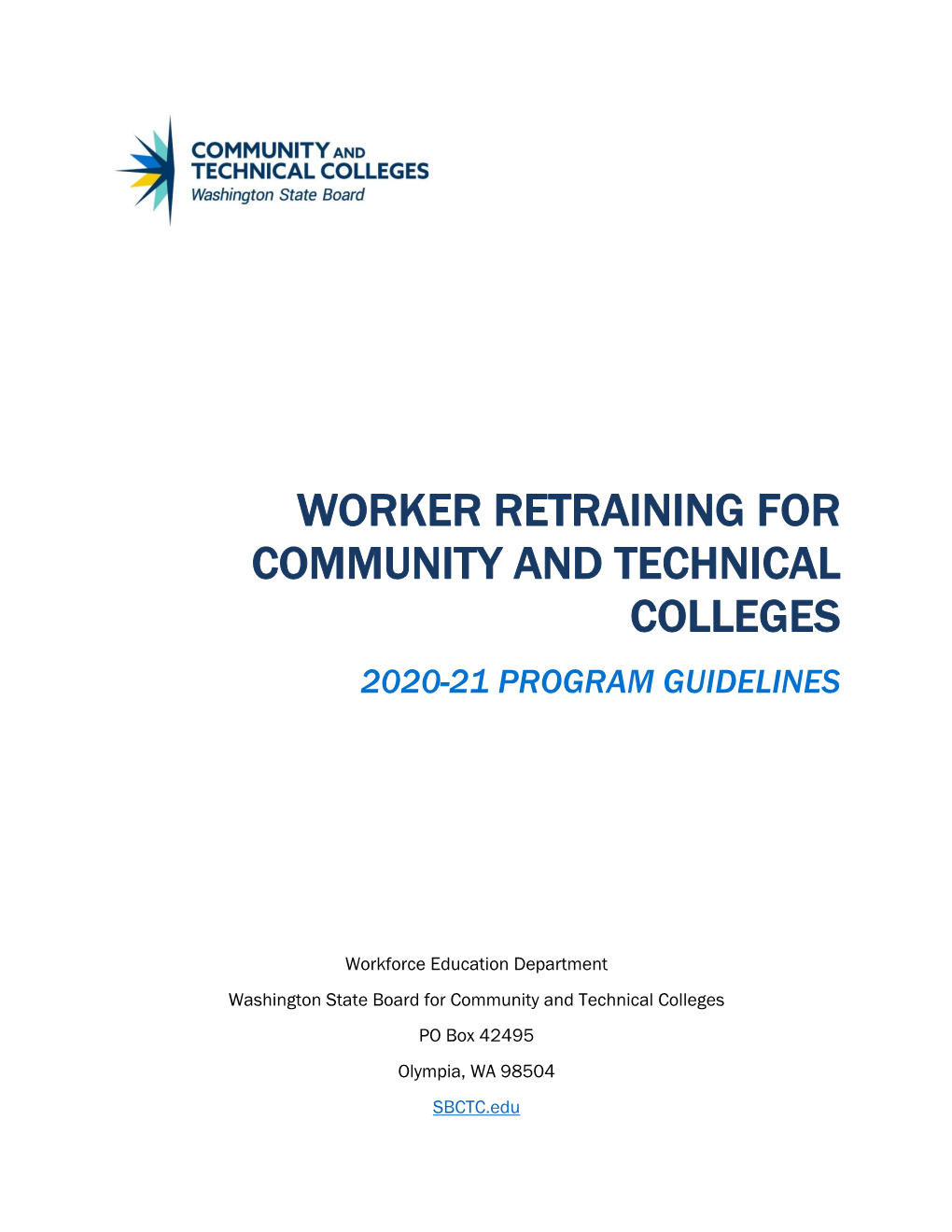 FY21 Worker Retraining Guidelines for Community And