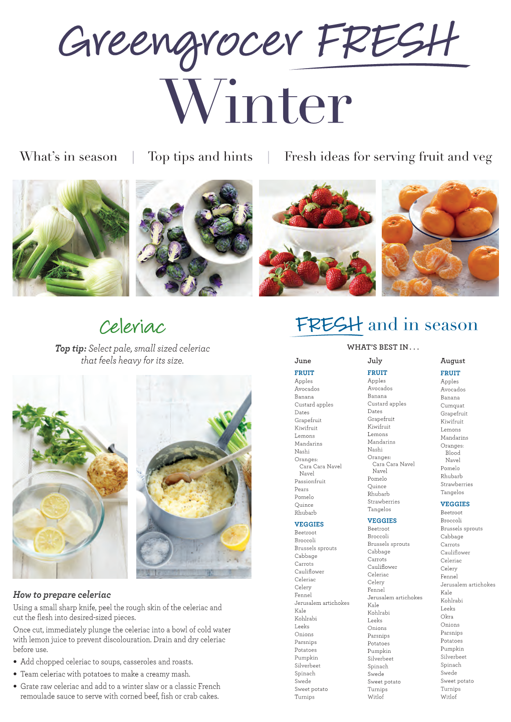 Greengrocer FRESH Winter What’S in Season | Top Tips and Hints | Fresh Ideas for Serving Fruit and Veg