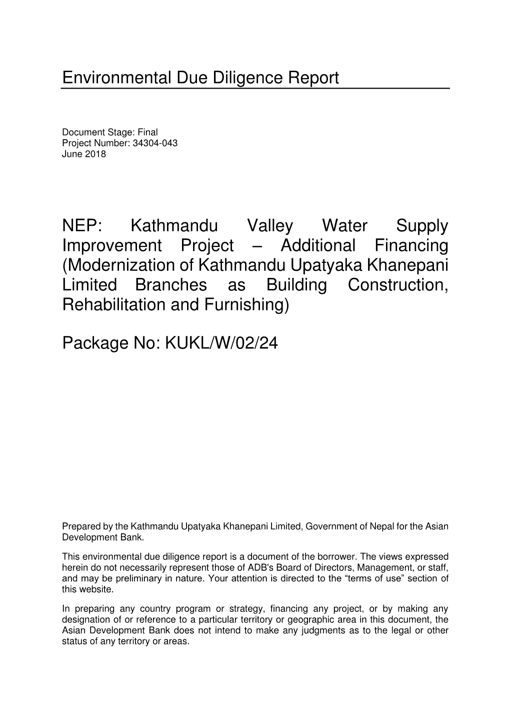 34304-043: Kathmandu Valley Water Supply