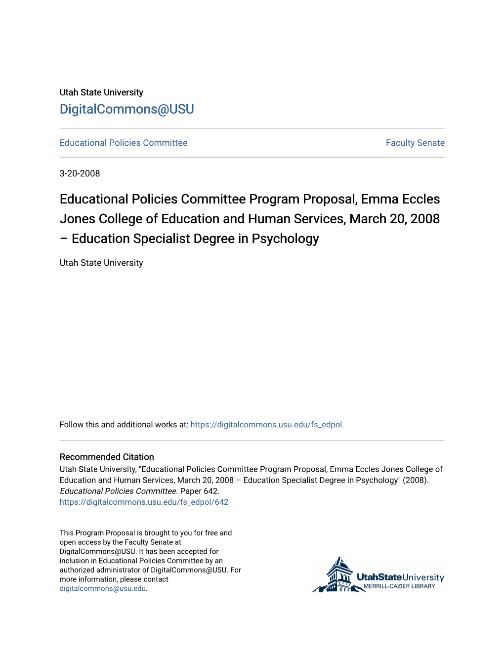 Educational Policies Committee Program
