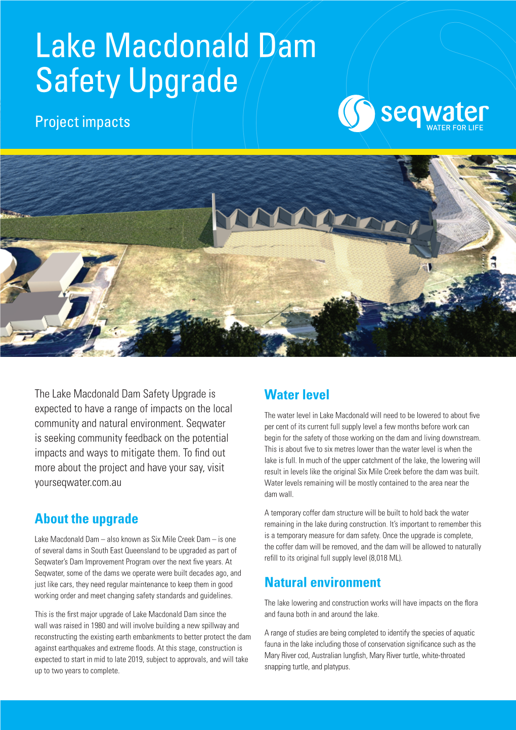 Lake Macdonald Dam Safety Upgrade Project Impacts