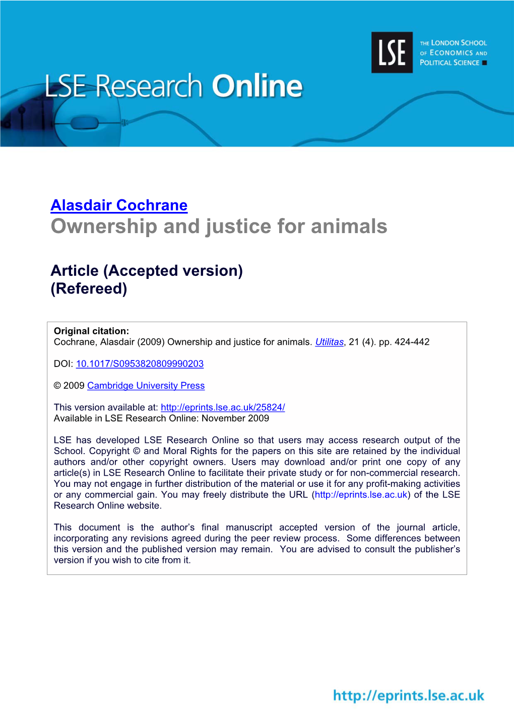 Ownership and Justice for Animals