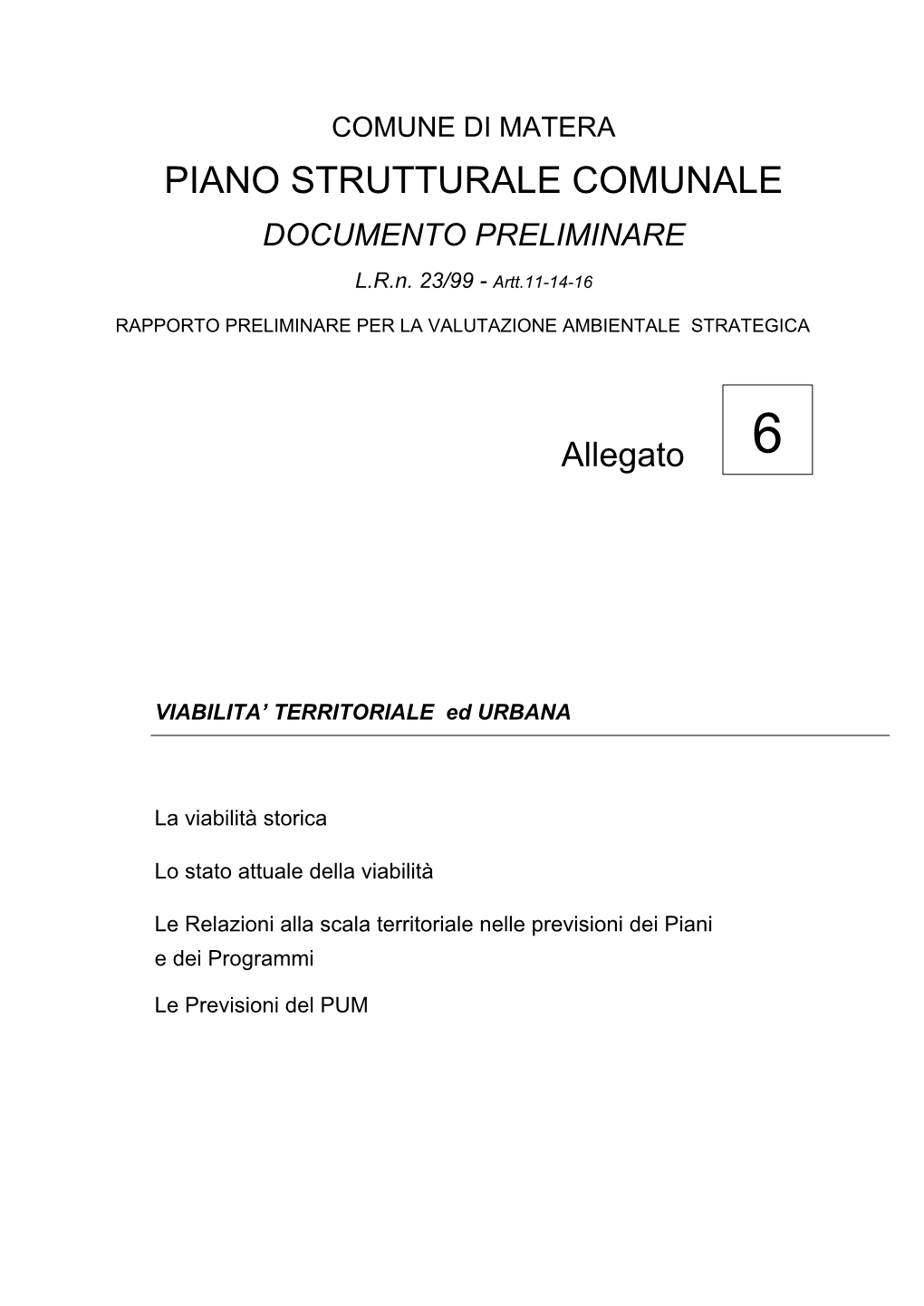 Piano Strutturale Comunale Documento Preliminare