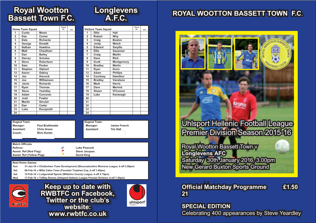 Royal Wootton Bassett Town F.C. Longlevens A.F.C