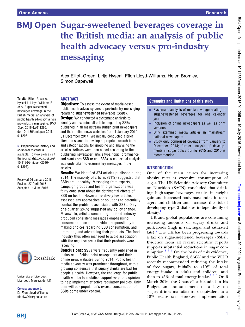 Sugar-Sweetened Beverages Coverage in the British Media: an Analysis of Public Health Advocacy Versus Pro-Industry Messaging